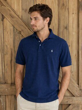 Polo By Ralph Lauren Short Sleeve Polo Shirt, Navy Blue, Size XL, Preppy Style